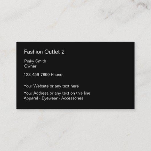 Mode Visitekaartjes (Achterkant)