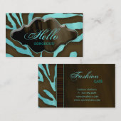 Mode Visitekaartjes Dierlijk Zebra Blauw (Voorkant / Achterkant)