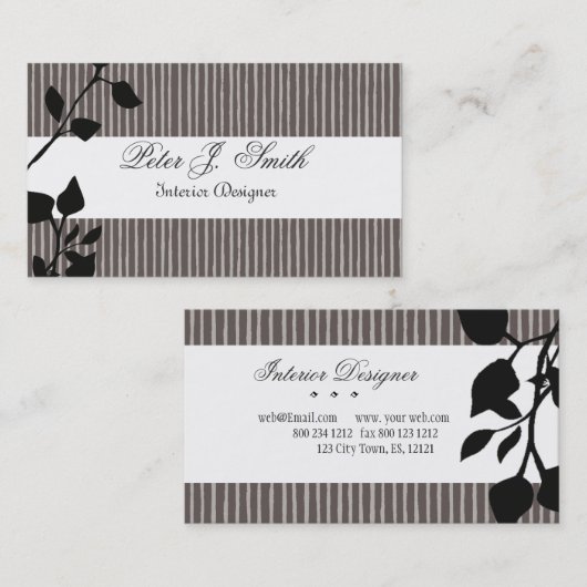 Mode voor binnenontwerp Striped Pattern Leaf Visitekaartje (Voorkant / Achterkant)