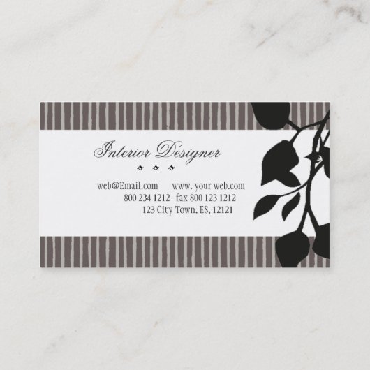 Mode voor binnenontwerp Striped Pattern Leaf Visitekaartje (Achterkant)
