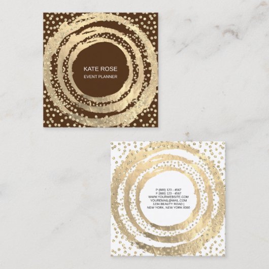 Mode voor Event Planner Music Media Blogger Brown Vierkante Visitekaartje (Voorkant / Achterkant)