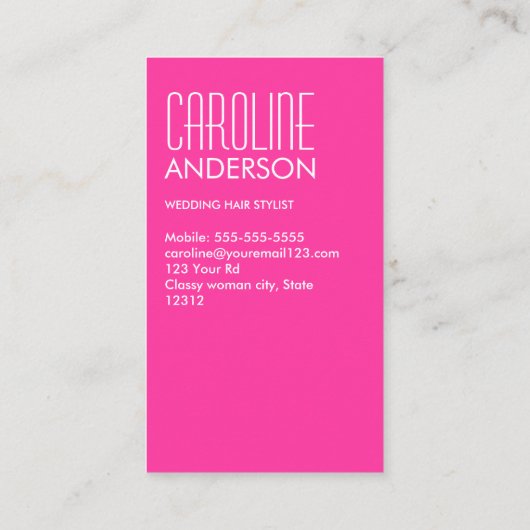 Mode voor hete roze bruinhaar visitekaartje (Achterkant)