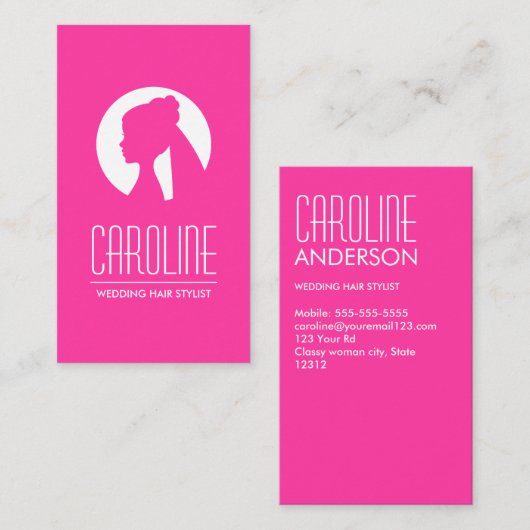 Mode voor hete roze bruinhaar visitekaartje (Voorkant / Achterkant)