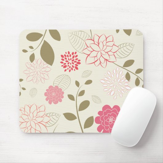 Mode voor roze en groene Retro Floral Muismat (Met muis)