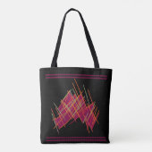 mode voor zwart-wit en lichtrood kunstontwerp tote bag (Achterkant)