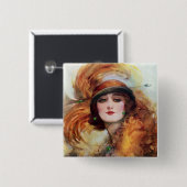  Mode Vrouw 1920 Vierkante Button 5,1 Cm (Voorkant /achterkant)