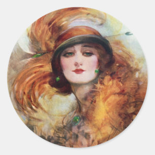  Mode Vrouw Flapper 1920 Ronde Sticker