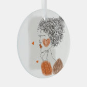 Mode Vrouw: Grafische zwarte lijnen Glas Ornament (Voorkant Rechts)