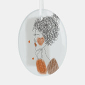 Mode Vrouw: Grafische zwarte lijnen Glas Ornament (Voorkant links)