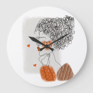 Mode Vrouw: Grafische zwarte lijnen Grote Klok