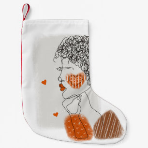 Mode Vrouw: Grafische zwarte lijnen Kleine Kerstsok