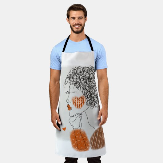 Mode Vrouw: Grafische zwarte lijnen Schort (Gedragen)