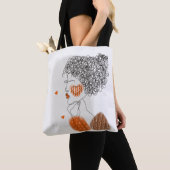 Mode Vrouw: Grafische zwarte lijnen Tote Bag (Dichtbij)