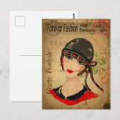  Mode Vrouw in Pet Floral Frans in de jaren 20 van Briefkaart (Voorkant / Achterkant)