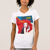 Mode vrouw met koffiebeker t-shirt (Voorkant)