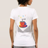 Mode vrouw met koffiebeker t-shirt (Achterkant)