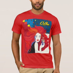 Mode vrouw met koffiekopje T-Shirt