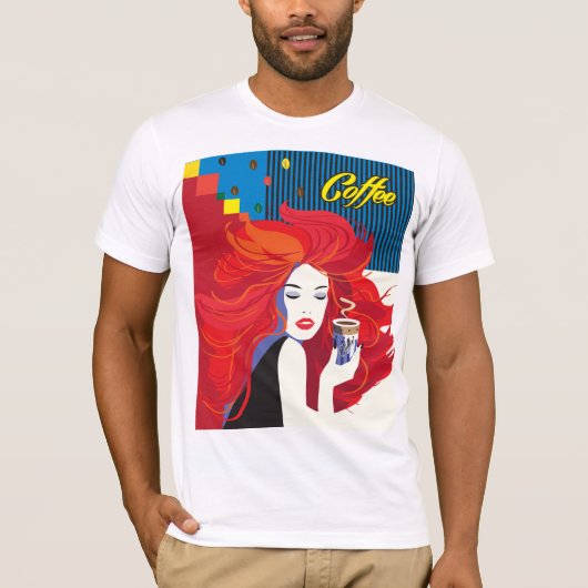 Mode vrouw met koffiekopje T-Shirt (Voorkant)