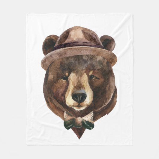 Mode waterverf Beer Fleece Deken (Voorkant)