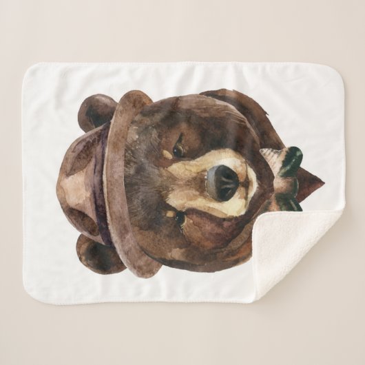 Mode waterverf Beer Sherpa Deken (Voorkant (horizontaal))