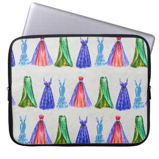 Mode waterverf, handgetekende jurken patroon. laptop sleeve