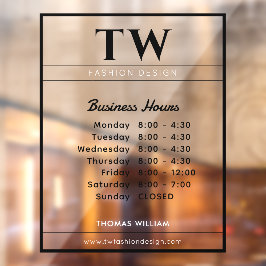 Mode Werkuren Zwart Transparant Raamsticker