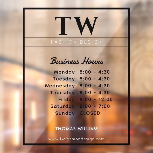 Mode Werkuren Zwart Transparant Raamsticker (Vel 2)