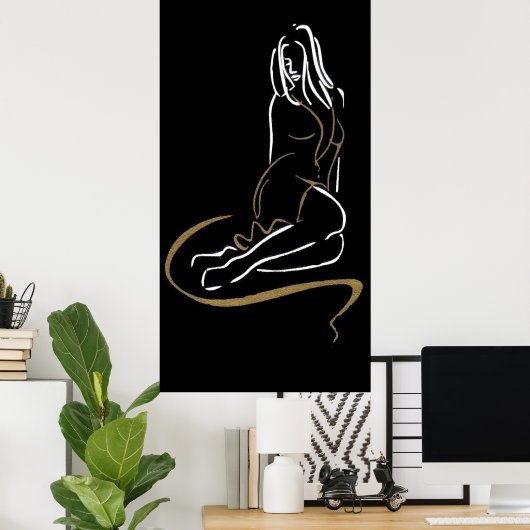 Mode Woman Silhouette Poster (Thuiskantoor)