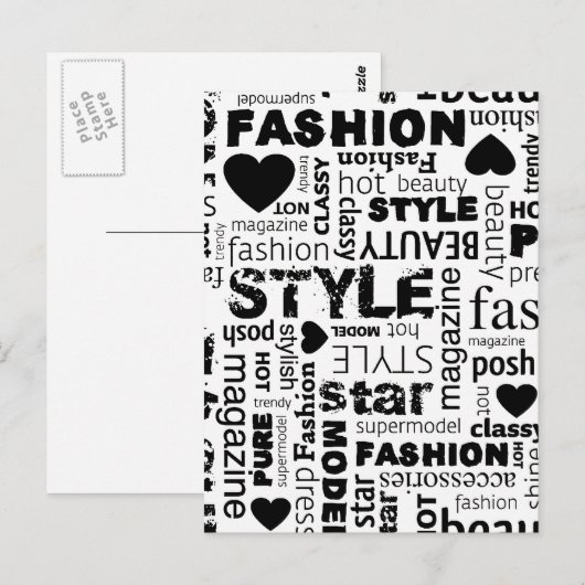 Mode Word Collage Vector Illustratie - alt Briefkaart (Voorkant / Achterkant)