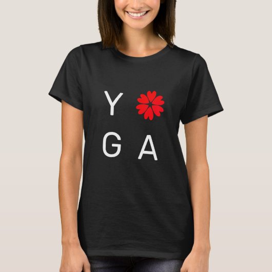 Mode Yoga Hart Bloem T-shirt (Voorkant)