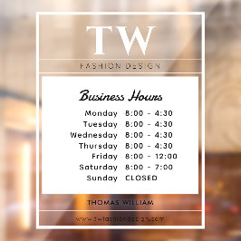 Mode Zakelijke uren Wit Semi-transparant  Raamsticker