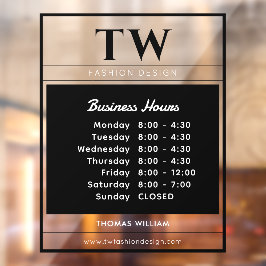 Mode Zakelijke uren Zwart Semi-transparant  Raamsticker