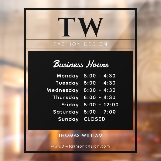 Mode Zakelijke uren Zwart Semi-transparant Raamsticker (Vel 2)