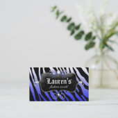 Mode Zebra Juwelry Modern Blue Visitekaartje (Staand voorkant)