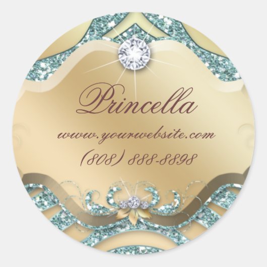 Mode Zebra Sticker Sieraden Sparkle Blauwgroen Gou (Voorkant)