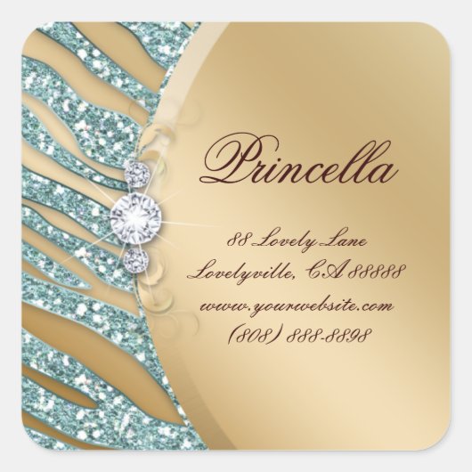 Mode Zebra Sticker Sieraden Sparkle Roze Goud SQ (Voorkant)