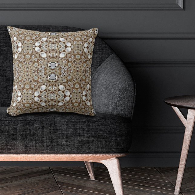  mode zilver zwart en goud kussen (bohemian vintage fashion silver black and gold throw pillow)