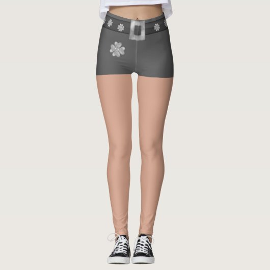 Mode Zilveren Klavers Leggings (Voorkant)