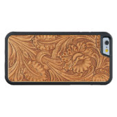 mode zuidwestelijk bloemleder carved wood iPhone hoesje (Voorkant (horizontaal))