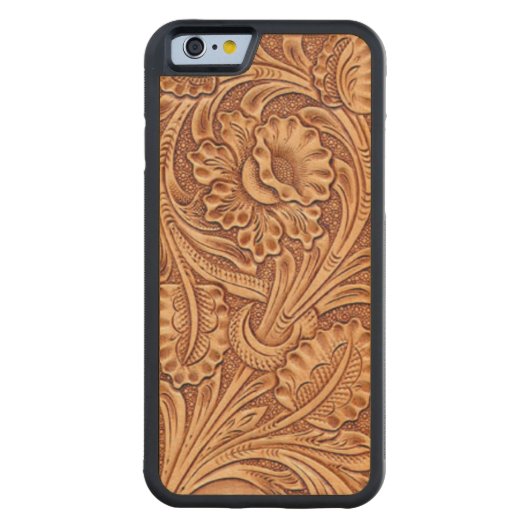 mode zuidwestelijk bloemleder carved wood iPhone hoesje (Achterkant)