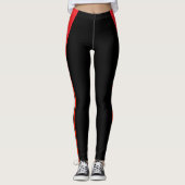 Mode zwart met rood wit gestreept leggings (Voorkant)