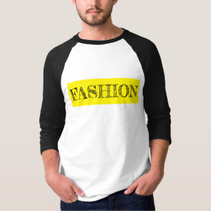 Mode Zwart, Wit en geel lange mouw T-shirt