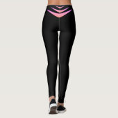 Mode Zwarte & Roze Drievoudige Boemerang Leggings (Achterkant)