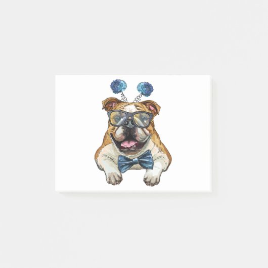 Modebewuste Bulldog hipster Post-it® Notes (Voorkant)