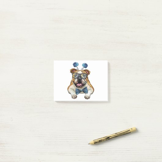 Modebewuste Bulldog hipster Post-it® Notes (Op bureau)