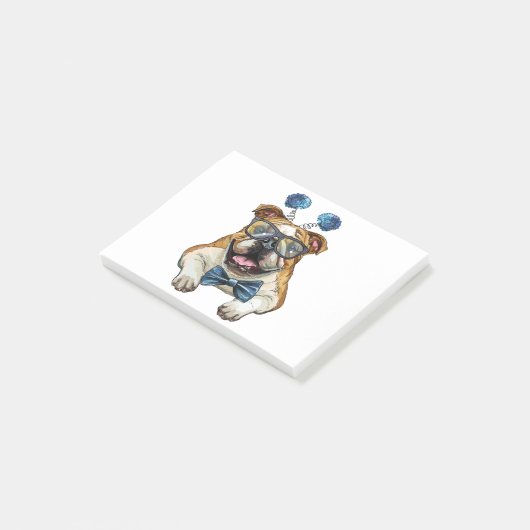 Modebewuste Bulldog hipster Post-it® Notes (Schuin)