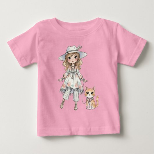 Modebewuste meisje dat wandelt met haar kat (Voorkant)