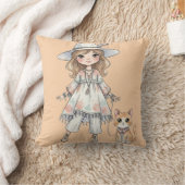 Modebewuste meisje dat wandelt met haar kat kussen (Deken)