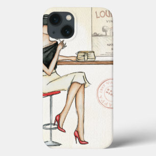 Modebewuste vrouw drinkt wijn iPhone 13 hoesje