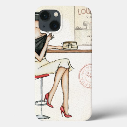 Modebewuste vrouw drinkt wijn Case-Mate iPhone case (Achterkant)